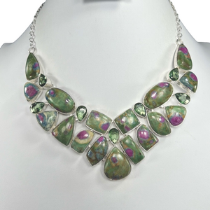 Beautiful Ruby Fuchsite 925 Large Gemstone Necklace